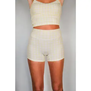 Pivot Gingham Biker Shorts - Yellow