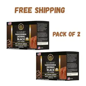 Eternal Gourmet Ganoderma REISHI Black Coffee 2 in 1 Made in USA Pack of 2 No Sugar Added Health Boosting Beverage with Ganoderma Mushroom