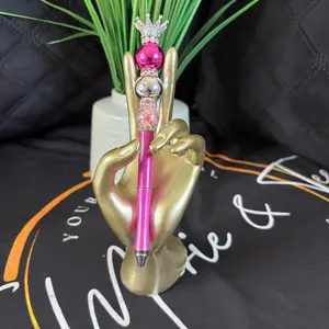 Crown Custom Pen with Custom Rhinestones & Personalized Bead Colors for Unique Writing Experience