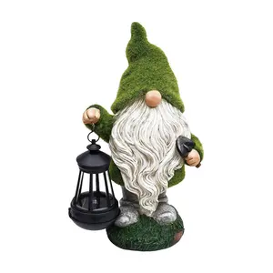 Solar Bearded Grassy Gnome Garden Statuary by Hnnykome