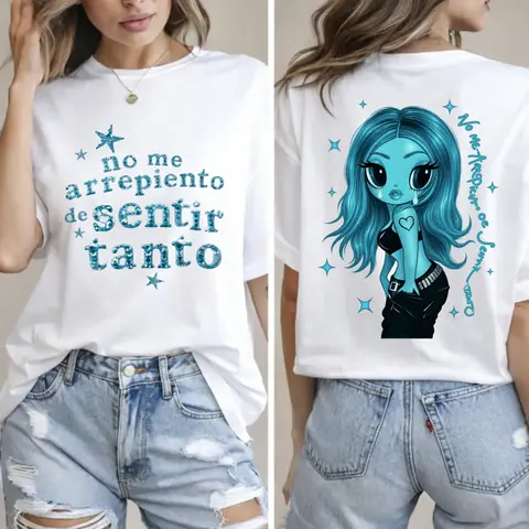 Men's Premium Soft Casual Cotton T-Shirt - La Bichota Latin Queen Graphic Menswear Garment, New Album No Me Arrepiento De Sentir Tanto V8 Print, Pop Concert Merch, Festival Gift for Fans