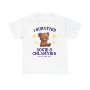 Funny Meme T-Shirt, I Survived Covid And Chlamydia Tee, Unisex Shirt, Humor Gift, Joke Tee Aesthetic Shirt