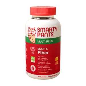 SmartyPants Multi & Fiber Gummies for Adults - 90 Gummies with Vitamins D, B12, Folate, Iodine, Omega-3s - Dietary Supplement for Nutrient Gaps & Fiber - Multivitamin for Adults - Healthcare