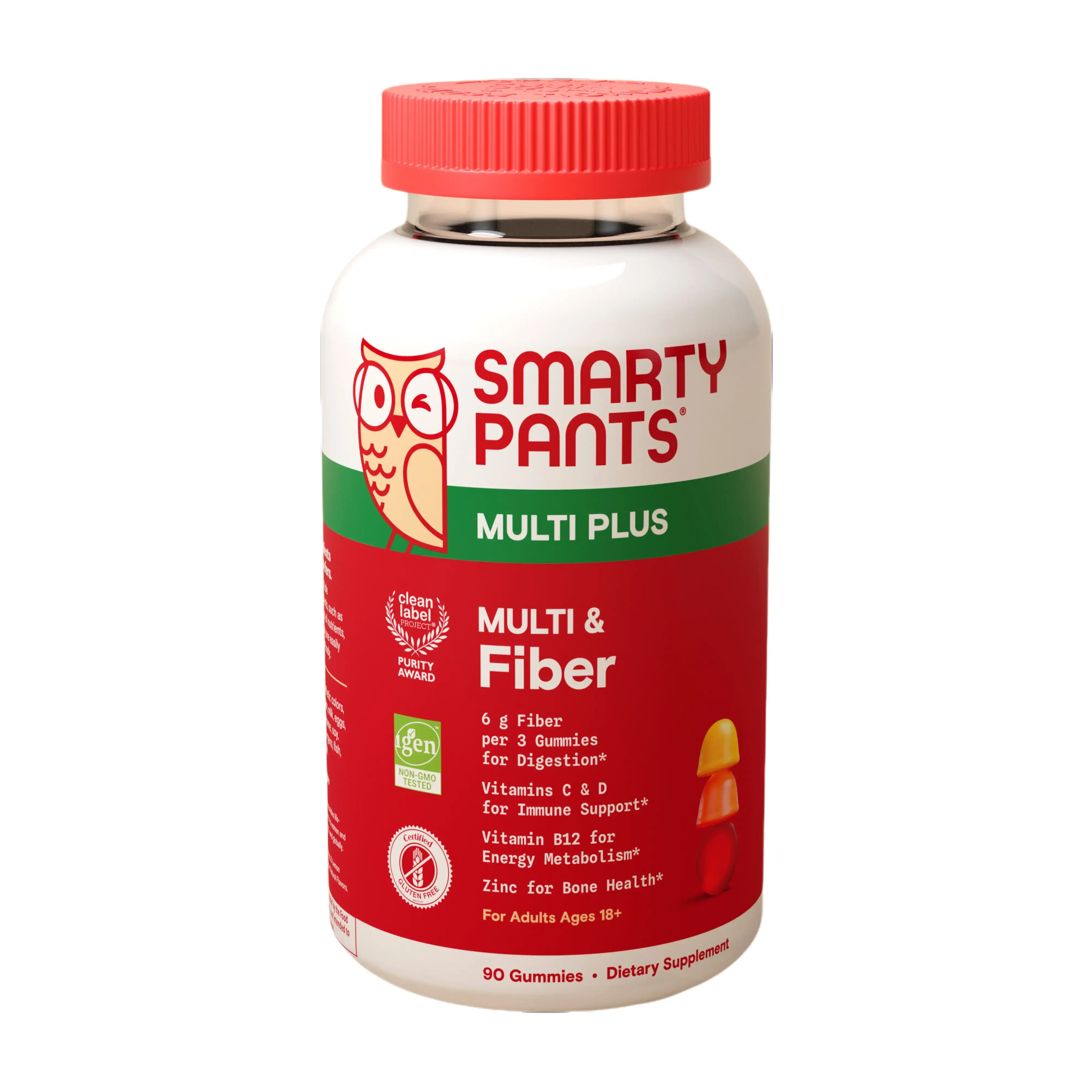 SmartyPants Multi & Fiber Gummies for Adults - 90 Gummies with Vitamins D, B12, Folate, Iodine, Omega-3s - Dietary Supplement for Nutrient Gaps & Fiber - Multivitamin for Adults - Healthcare