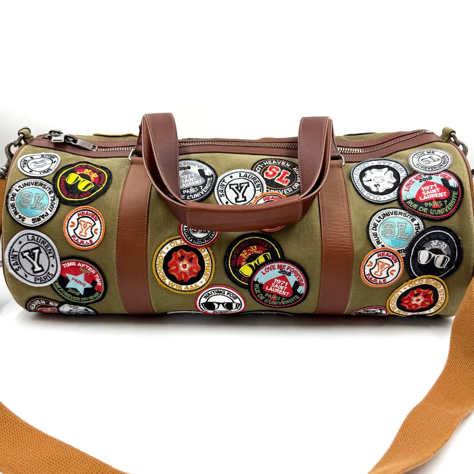Pre-owned Yves Saint Laurent As Shown travel bags HZ 5945 Saint Laurent multi patch duffle bag 26.07.03