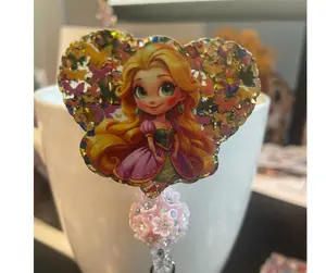 Badge reel retractable interchangeable beaded princess