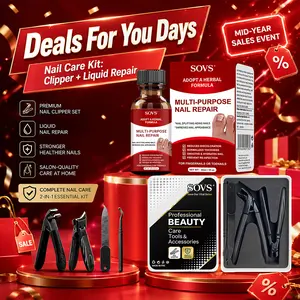 SOVS Nail Care Combo Kit 15ml/ 30ml Nail Care Liquid + 4-Piece Nail Clipper Set for Fingernails & Toenails, Professional Manicure & Pedicure for Brittle, Cracked & Discolored Nails, Gentle Daily Nail Maintenance Kit