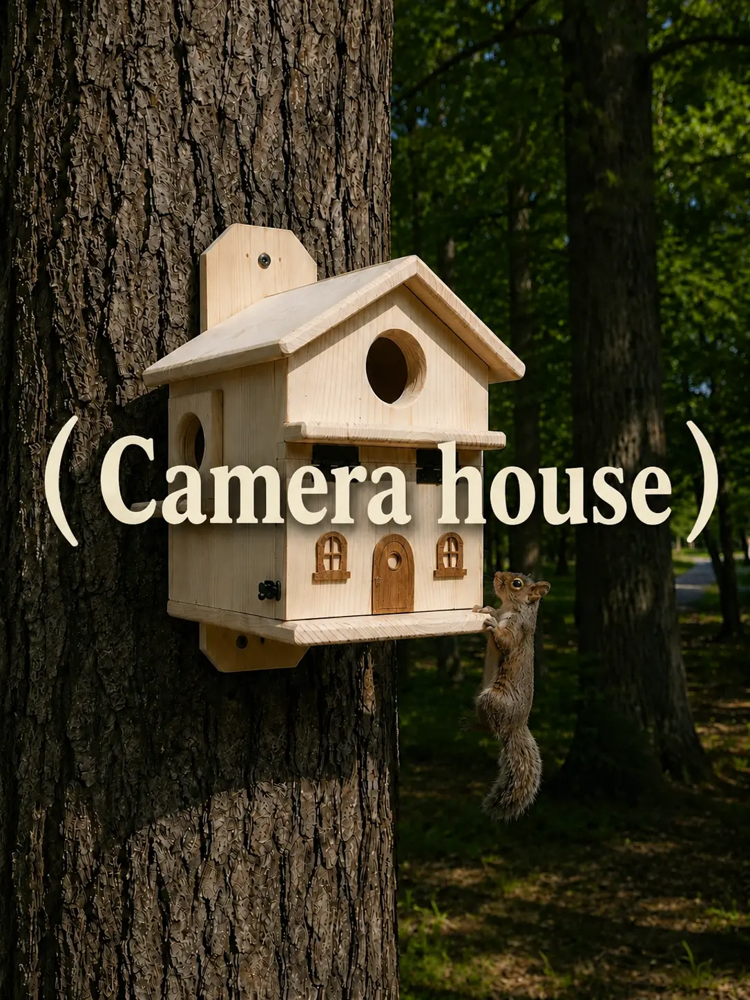Extra Large Handmade Squirrel House With or Without Camera– Outdoor Nesting Box for Backyard Wildlife – Mounted Wooden Squirrel Shelter