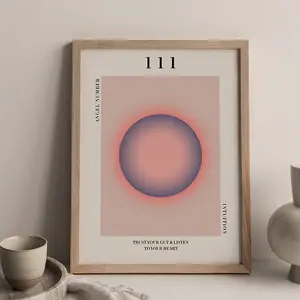 No Frame - Angel Number 111 Poster , Angel Number Aesthetic Poster, Colorful Aura Gradient, 111 Intuition Angel Number, Spiritual Energy Print