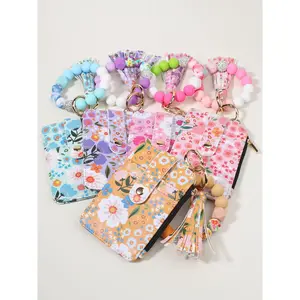 Boho Style Beaded and Fringe Keychain, Cute Charms Keychain, Floral Pattern Wallet Charm, Essential Bag Accessory, Cute Autumn Fashion Gift for Girlfriend, Mother