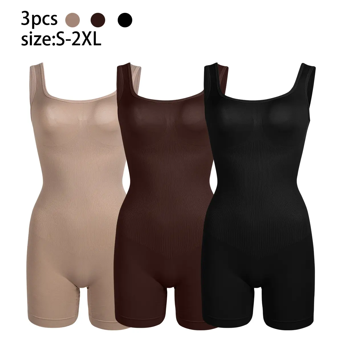 [3pcs]HIXOWIA Women's Solid Shapewear Full-Body,Bodysuit with Tummy Control Butt Lifter Womenswear for Daily Wear,Underwear Compression Seamless Women's Bodysuit Sexy Elegance Girdle Breathable Comfortable Everyday Garment Ladies Shapewear for All Seasons