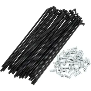 1 Set Universal 12G 127mm Black Carbon Steel Bike Wheel Spokes with Nipple