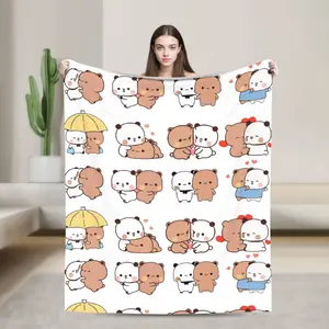 Bubu Dudu Pattern Blankets Coral Fleece Plush Textile Decor Panda Bear  Multifunction Throw Blankets for Bedding Bedroom Quilt