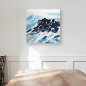 Begin Home Decor C1MP1616N4HNLQ 16 x 16 in. Sea Waves with Paint Splash - Coastal Metal Print Wall Art for Decor
