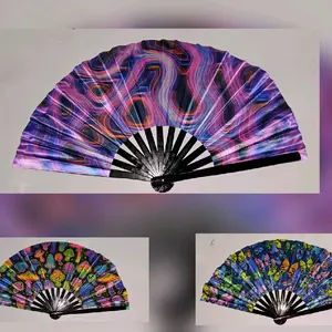 Bright and Colorful Bamboo Rave Fan - Simple Product Description Provided