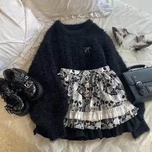 Japanese Kawaii Mini Cake Skirts Womens JK Jupe Casual Printing Lolita Sexy High Waist Lace  Aesthetic Sweet Gothic Faldas