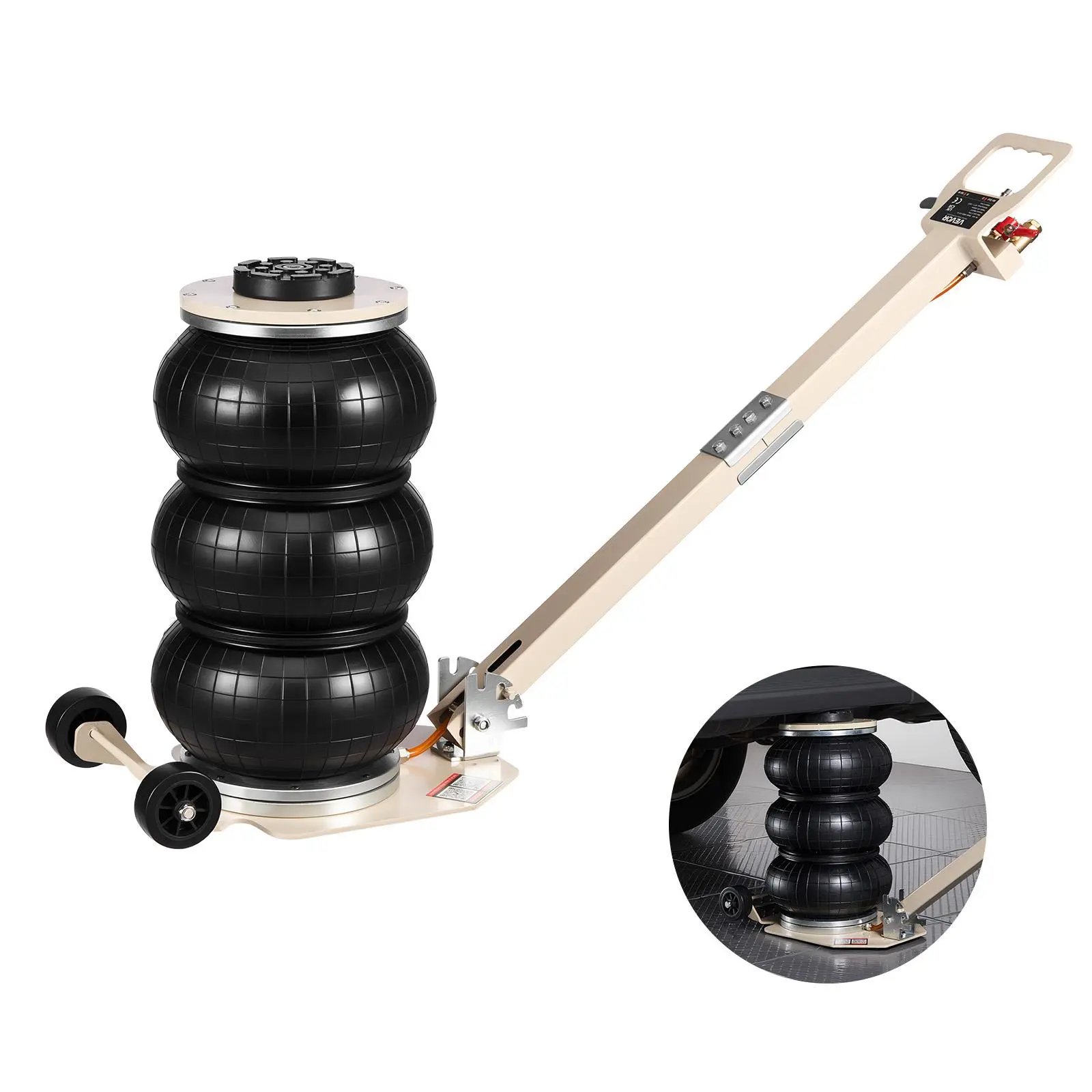 【Summerfinds】VEVOR Air Jack,3 Ton/6613 lbs Triple Bag Air JackAirbag with Six Steel PipesLift Up to 17.7 inch/450 mm1-6 s Fast Lifting Pneumatic with Adjustable Long Handle for CarSUVPickup Truck Repair
