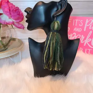 Camouflage Yarn Tassel Earrings