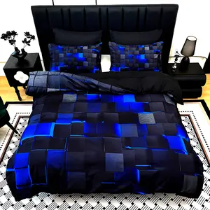 3PCS multi-style duvet cover set (1 duvet cover +2 pillowcases, excluding pillow cores and quilt cores), high-definition printed for home and dormitory, King and Queen Christmas bedding set