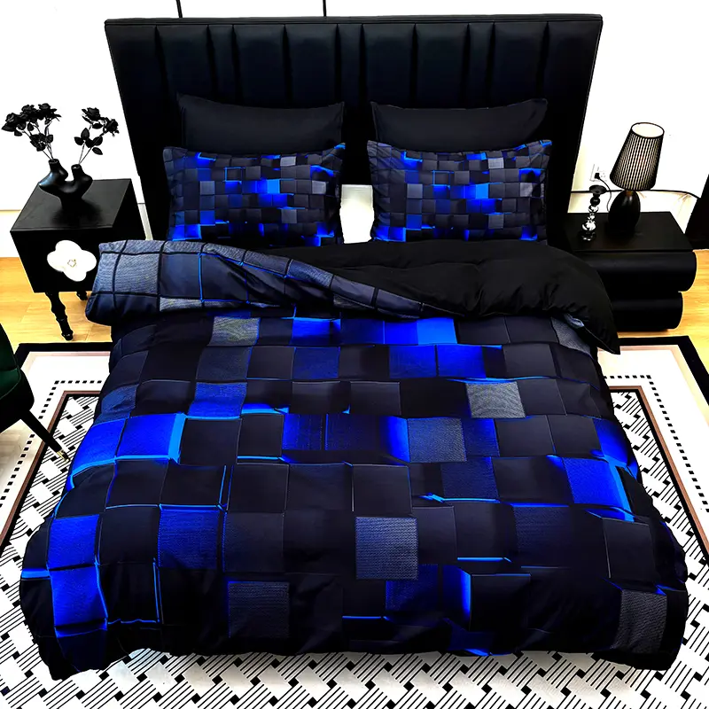 3PCS multi-style duvet cover set (1 duvet cover +2 pillowcases, excluding pillow cores and quilt cores), high-definition printed for home and dormitory, King and Queen Christmas bedding set