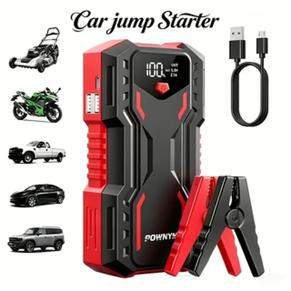Car Battery Jump Starter, Jump Starter Battery Pack for All Gas and Diesel, Portable Jump Box with LED Light Tool