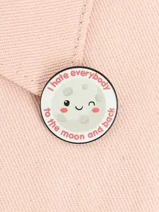 Funny Satirical Quote Enamel Pin I Hate Everybody To The Moom And Back Round Alloy Brooch Lapel Backpack Badge Fashion Jewelry Accessories Gift for Friends