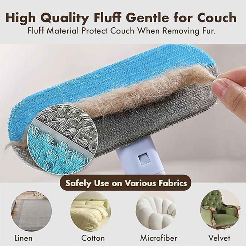 Upgraded Reusable Pet Hair Remover Brush – Extra-Long Handle Lint Cleaner for Dog & Cat Hair, Washable Multi-Surface Tool for Furniture, Bedding, Clothes & Car Interiors