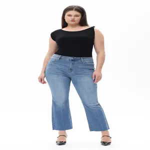 Retro Light Wash Flare Jeans for Curvy Women, Perfect High Waisted Bootcut Denim |   Must-Have Streetwear