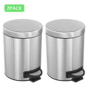 Stainless Steel Mini Trash Can 5L with Removable Inner Basket, Portable Design for Bathroom, Office, and Kitchen Use