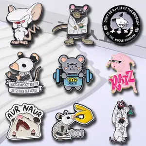 9pcs Cartoon Mouse opossum brooch badge clothing backpack accessories pin alloy chest badge