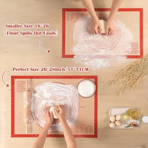 Extra-Large Non-Slip Silicone Pastry Mat – 28”×20” Baking Mat with Measurements for Dough Rolling, Fondant, Pie Crust & Oven Liner, Heat-Resistant Kitchen Prep Surface, Red