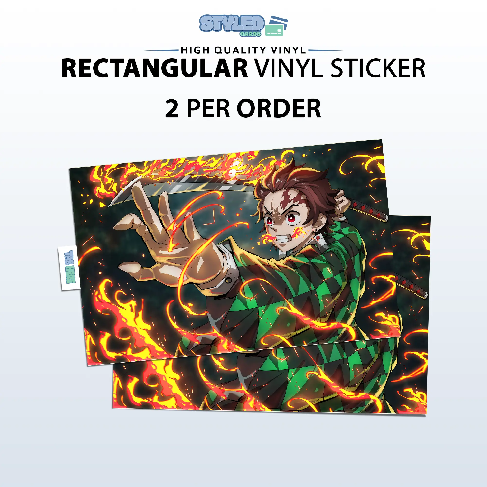 Tanjiro fire rectangle vinyl sticker Tanjiro fire rectangle vinyl sticker