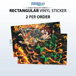 Tanjiro fire rectangle vinyl sticker