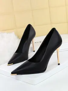 1895 European Style Metal Pointed High Heels for Women, Shiny Patina Pattern, Ultra High Heel Fashion Party Shoes, Sexy Versatile Footwear, Stiletto Heels