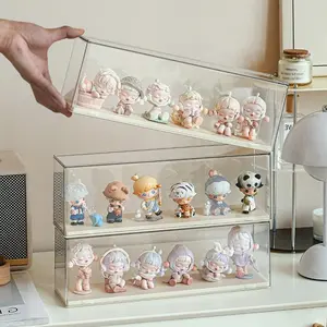 Acrylic Blind Box Display Stand, Solid Color Clear Dustproof Case, Stackable Collectible & Doll Storage Organizer