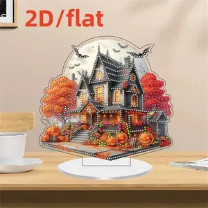 DIY 2D Special Shape Crystal Diamond Embroidery Kit, Halloween House Theme Desktop Decor, Acrylic Home Decoration, Handmade Craft Gift
