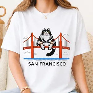 Funny Kliban Cat San Francisco Golden Gate T-Shirt, Projet Hail Mary 2026 Ryan Gosling B Kliban Chat San Francisco Shirt, Popular Movie Tee