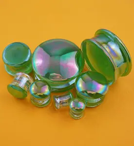 Green Oil Splash Glass Plugs