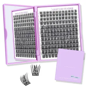 Lash Clusters Natural Flat Cluster Lashes 144 PCS Eyelash Clusters Zero-Touch 8-16mm Mixed BM02 C Curl Cluster Eyelash Extensions Double Tips Lightweight Reusable Individual Lashes(BM02-C-8-16mm)