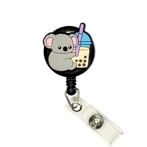 Boba Ball Koala Badge Reel ID Holder Badge Clip Funny Nurse Doctor CNA Retractable 25 inch Extension Yazzle Dazzle Original Artwork