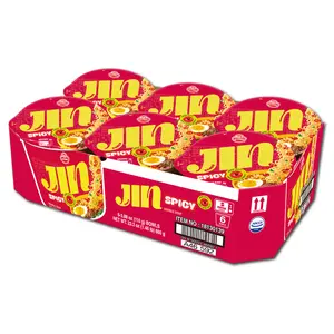 OTOKI Jin Ramen Spicy Bowl – Authentic Korean Instant Noodles with 13-Hour Simmered Beef Bone Broth, Bold & Fiery Flavor, Microwave or Add Hot Water, Ready in 5 Minutes, 3.88 oz (Pack of 6)