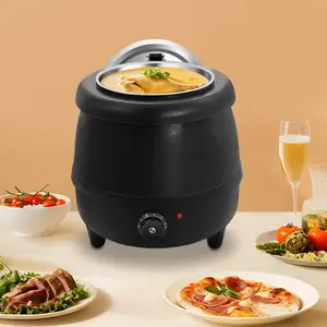 Stainless Electric Soup Kettle with Hinged Lid, 10L Capacity for Warm Soup or Drinks, Multiple Popular Uses, Adjustable Temperature Settings