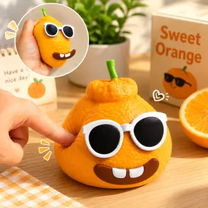Orange & Peanut Squishy Toys, Soft Slow-Rising Food Squeeze Fidget Toys for Adults, Anxiety Relief Decompression Toys, Cute Desk Decor, Prank Gifts, Easter Basket Stuffers & Children’s Day Gifts
