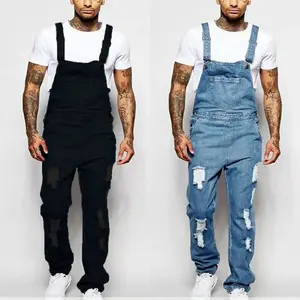 Bib Overall Men's Solid Pockets Bib Overalls Loose Suspender Jeans Trousers Male Daily Casual Jumpsuit Autumn Winter