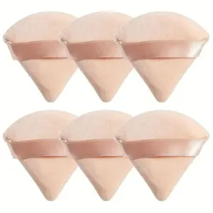 Soft Flocking Triangle Powder Puffs Set, 6 Counts/set Gentle Velvet Makeup Sponges for Foundation Blending and Loose Powder Application