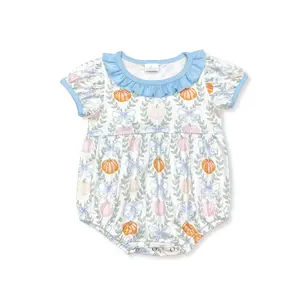 Pumpkin floral Printed OnePieces for Girls