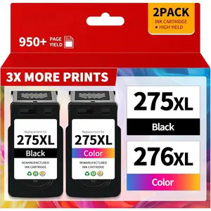 275XL and 276XL Remanufactured Ink  Replacement for  PG-275 and CL-276 Combo Pack Compatible with  PIXMA TS3520 TS3522 TS3500 and TR4720 Printers (2 Pack)