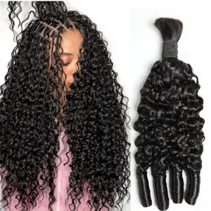 VIPbeauty Human Braiding Hair For Boho Braids 100g Burmese Curly Bundles Human Hair For Bohemian Knotless Braids 15A Virgin Burmese Curly Crochet Hair Extensions For Black Women Natural