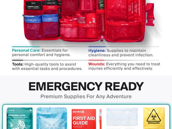 SURVIVEX Large Comprehensive First Aid Kit Ideal for  Car, Travel & Home - Emergency Kit for Hiking, Camping, Backpacking and Outdoors