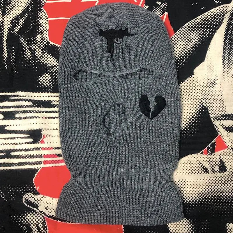 Embroidered Acrylic Three-hole Ski Mask for Adults - Summer Knitted Hat in Various Colors Including Red Yellow Green Blue Purple Black White Pink Orange Gray Rose Red Camel Navy Blue Apricot Fluorescent Dark Green